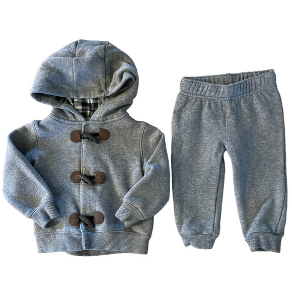 NWOT Carter's 2pc Gray Hoodie Sweatshirt & Pants 9mo - Picture 1 of 5